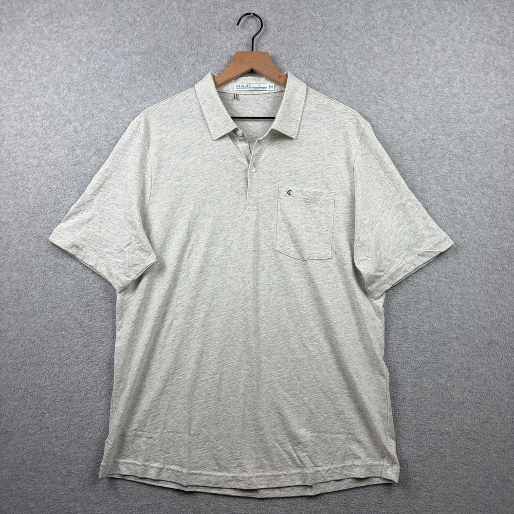 Criquet Players Polo Shirt Mens Large Heather Gray Pocket Golf Preppy Cotton - Picture 2 of 8